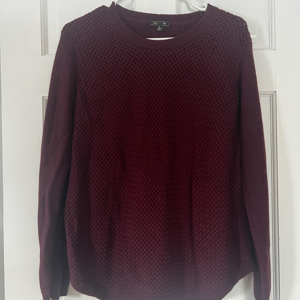 Women's Burgundy Crew Neck Sweater